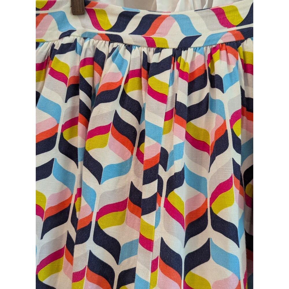 Cynthia Rowley Size 10 Linen Blend Lined Pleated Knee Length Skirt Pockets - Picture 16 of 16